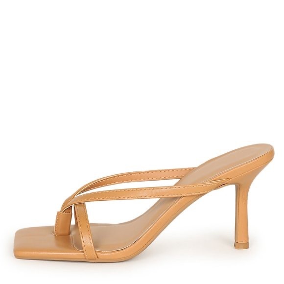 Like new! Slip On Stiletto Sandals Thong Square Toe - Picture 3 of 6